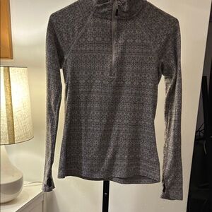 Eddie Bauer Gray Patterned Quarter-Zip Pullover
